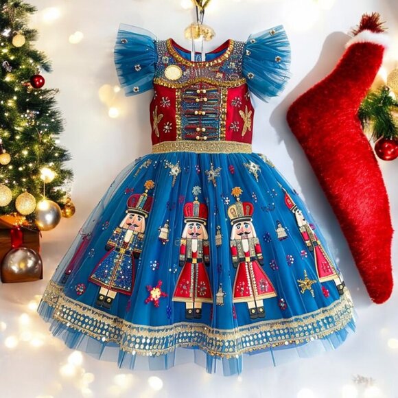 Boutique Other - Nutcracker-Themed Girls' Dress with Tulle Accents